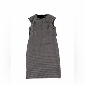 $1195 ST. JOHN Polka Dot Sleeveless Silk Knee Length Shift Dress, Size 6